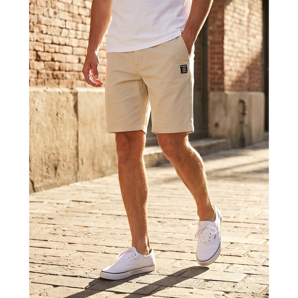 Volcom 40 Vmonty Stretch Chino Shorts Khaki Beige Mens Size 40 A09117V3 NWT